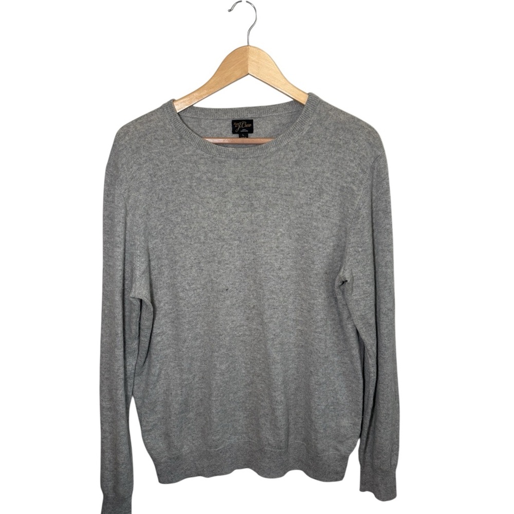 J. Crew 100% Cashmere Crewneck Knit Sweater Light Gray Heather Men’s Large